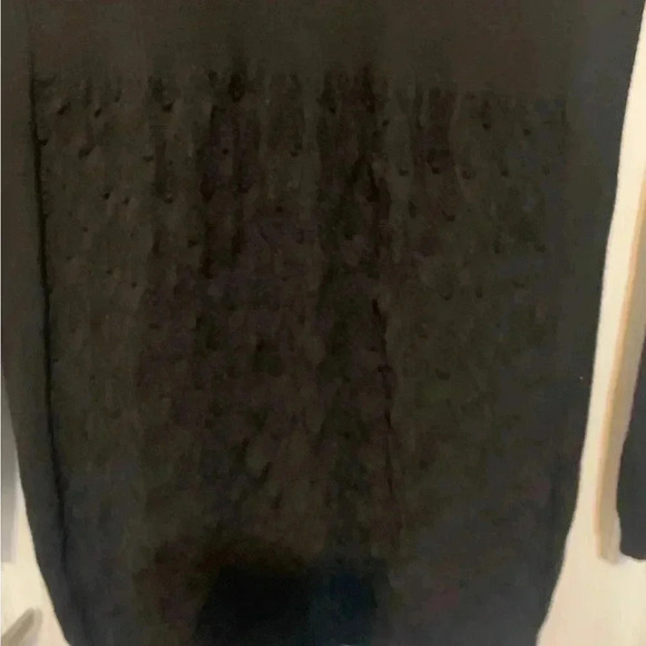 Molly Bracken lightweight open front mid length black lace trim cardigan M - Picture 4 of 8